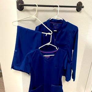 Healing Hands Purple Label                  Navy 3 piece scrub set